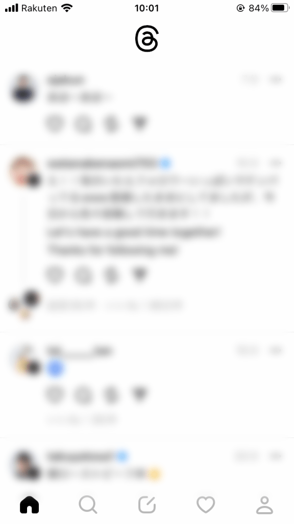 threadsタイムライン